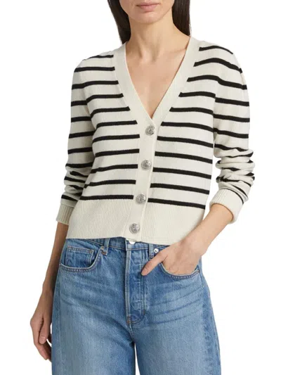 Veronica Beard Women's Solene Striped Cashmere Cardigan In White