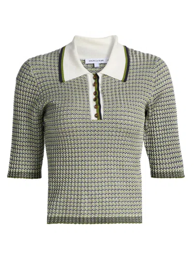 Veronica Beard Soza Polo Top In Green