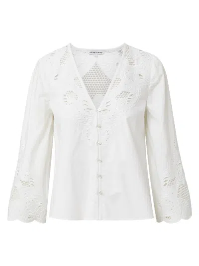 Veronica Beard Women's Suniva Eyelet Cotton Top In White