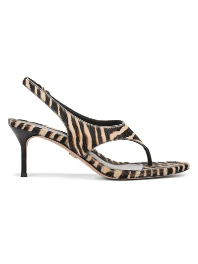 Veronica Beard Women's Talon-2 65mm Zebra-print Calf Hair Slingback Sandals In Multi