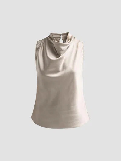 Veronica Beard Tam Silk-blend Cowlneck Top In Neutral
