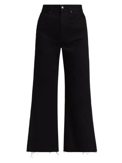 Veronica Beard Women's Taylor Denim Crop Wide-leg Jeans In Black