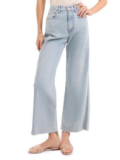 Veronica Beard Taylor Cropped High Rise Wide Leg Jean In Pale Stone In Multi