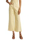 Veronica Beard Taylor High Waist Fray Hem Crop Wide Leg Jeans In Yellow