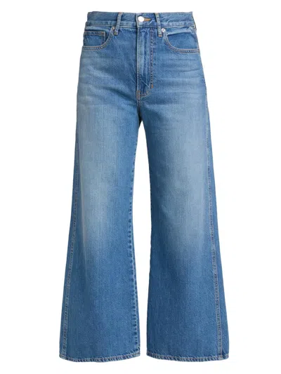 Veronica Beard Women's Taylor High-rise Wide-leg Crop Jeans In Blue