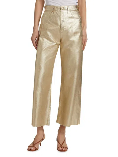 Veronica Beard Women's Taylor Metallic Cropped High-rise Wide-leg Jeans In Gold