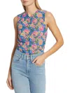 Veronica Beard Tazmin Floral Top In Sarong Floral Print In Pink Multicolor