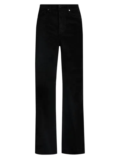 Veronica Beard Taylor Velvet High Waist Wide Leg Jeans In Black