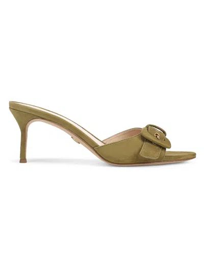 Veronica Beard Women's Tia 65mm Buckled Suede Slip-on Sandals In Green