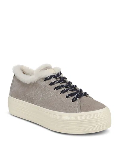 Veronica Beard Women's Truett Shearling Lined Platform Sneakers In Gray