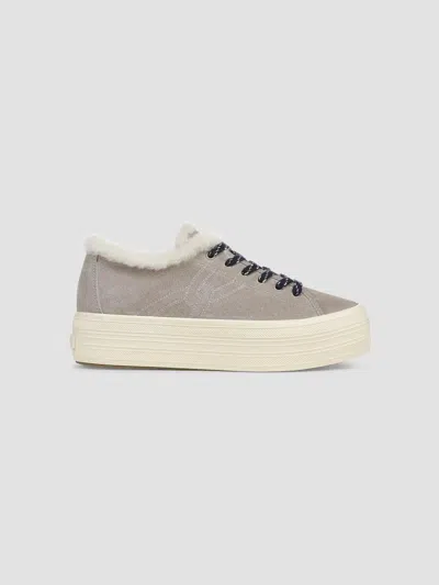 Veronica Beard Women's Truett Shearling-lined Suede Low-top Sneaker In Cobblestone