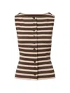Veronica Beard Uma Stripe Rib-knit Vest In Brown