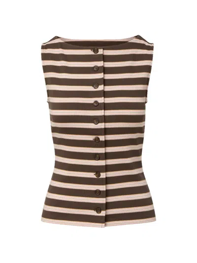 Veronica Beard Women's Uma Striped Button-front Vest In Brown