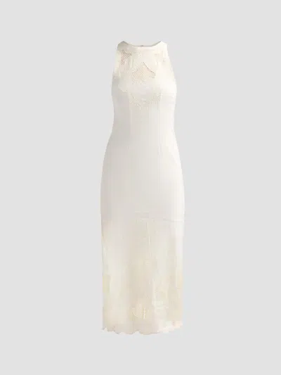 Veronica Beard Netia Strapless Embroidered Linen-blend Twill Midi Dress In White