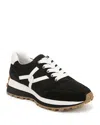 Veronica Beard Valentina Mixed Leather Retro Sneakers In Black/white
