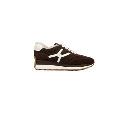 Veronica Beard Valentina Genuine Shearling Lined Sneaker In Espresso