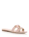 Veronica Beard Via Leather Flat Slide Sandals In Rose