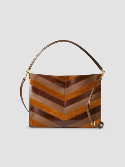 Veronica Beard Women's Vida Chevron Suede Shoulder Bag In Tobacco