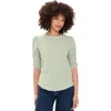 Veronica Beard Waldorf Stripe Ruched Sleeve Tee In Green