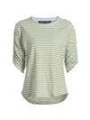 Veronica Beard Waldorf Stripe Ruched Sleeve Tee In Green