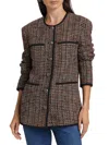Veronica Beard Watkins Dickey Tweed Collarless Jacket In Gray