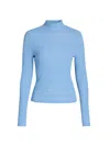 Veronica Beard Wyeth Rib Mock Neck Top In Blue