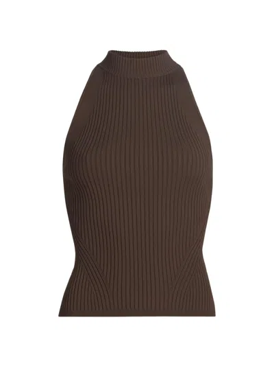 Veronica Beard Women's Yuna Rib-knit Sleeveless Top In Brown