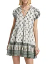 Veronica Beard Zee Printed Ramie Mini Dress In Ivory Multi