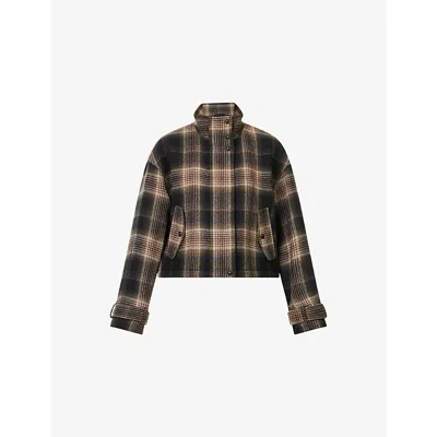 VERONICA BEARD WOMENS BLACK MULTI BATEMAN HIGH-NECK WOOL-BLEND JACKET