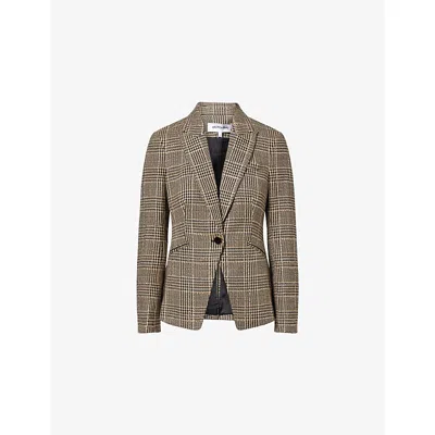 Veronica Beard Womens  Dickey Crystal-embellished Woven Jacket In Brown