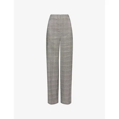 Veronica Beard Womens Black Multi Jude Straight-leg Linen-blend Trousers