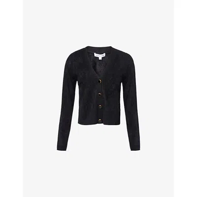 Veronica Beard Womens  Solene V-neck Cashmere Cardigan In Black