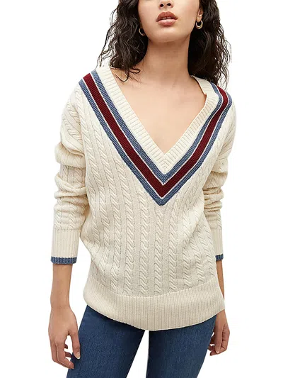 Veronica Beard Women's Sibley Wool-blend Cable-knit Sweater In White