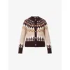 Veronica Beard Womens Raisin Multi Christina Fairisle Round-neck Wool-blend Cardigan