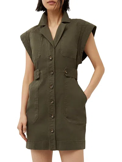 Veronica Beard Womens Collared Short Shirtdress In Army Green