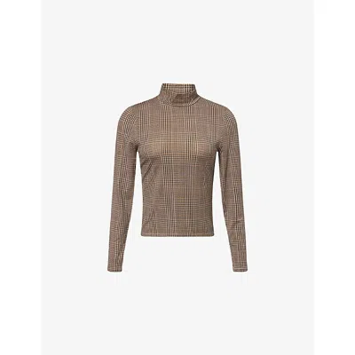Veronica Beard Womens  Nate High-neck Stretch-woven Top In Brown
