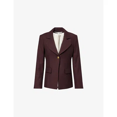 VERONICA BEARD WOMENS DARK CURRANT MELANGE KESSLER DICKEY NOTCH-LAPELS STRETCH-WOVEN BLAZER