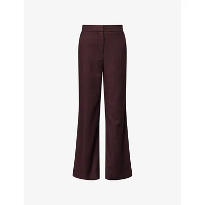 VERONICA BEARD WOMENS DARK CURRANT MELANGE TONELLI STRAIGHT-LEG STRETCH-WOVEN TROUSERS