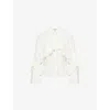 Veronica Beard Womens Dove Demaris Ruffled Stretch-silk Blouse In Gray