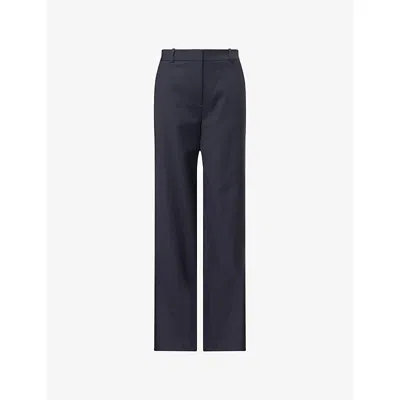 Veronica Beard Womens Navy Eaton Wide-leg Stretch-wool Blend Trousers In Blue