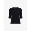 Veronica Beard Womens Black Emil Short-sleeves Cashmere Jumper In Black