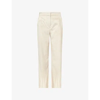 Veronica Beard Womens Heathered Sand Grigore Wide-leg Stretch-cotton Blend Trousers In Neutral