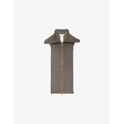 Veronica Beard Womens Heather Dark Umber Beach Dickey Wool And Cashmere Collar In Gray