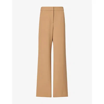 Veronica Beard Womens Heritage Khaki Tonelli Wide-leg Woven Trousers