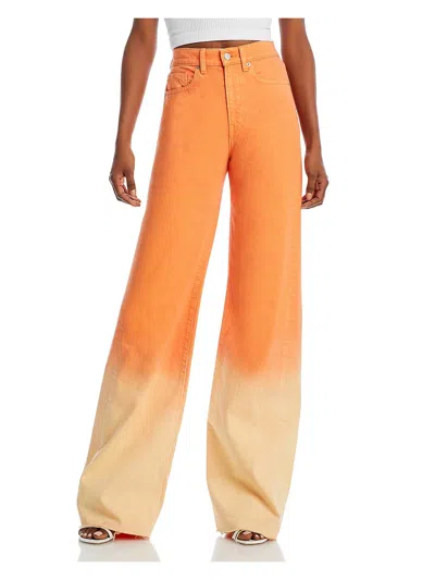 Veronica Beard Womens High Rise Ombre Wide Leg Jeans In Orange
