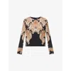 Veronica Beard Womens Black Multi Karisse Long-sleeves Silk-blend Blouse In Multi