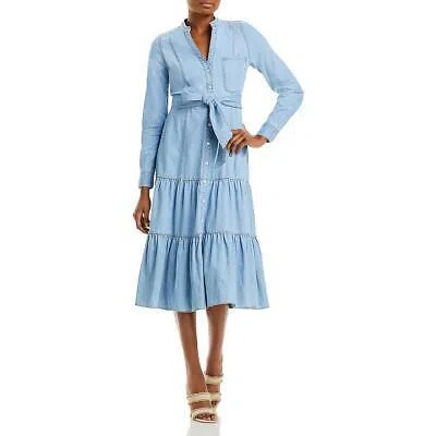 Pre-owned Veronica Beard Womens Kova Blue Denim Long Casual Sheath Dress 10 Bhfo 3700