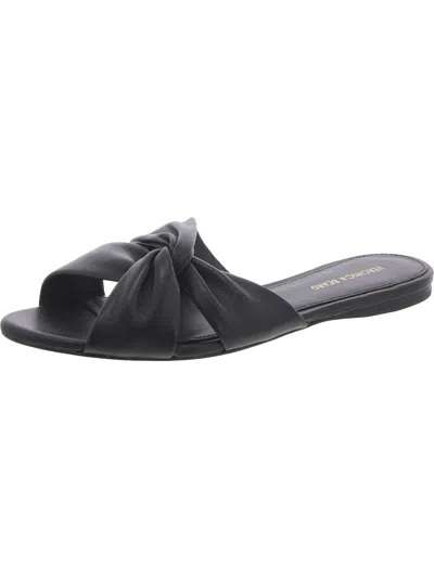 Veronica Beard Seraphina Twisted Leather Slide Sandals In Black