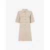Veronica Beard Womens Oatmeal Melange Madden Short-sleeves Wool Mini Dress In Neutral