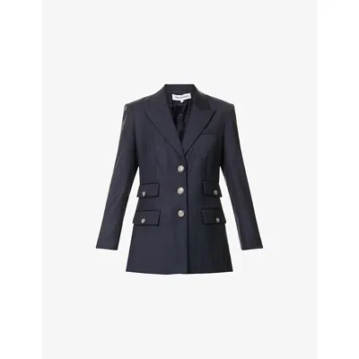 VERONICA BEARD WOMENS NAVY NALANI DICKEY PEAK-LAPELS STRETCH-WOOL BLEND JACKET